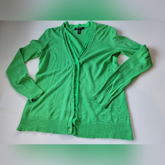 Lauren Ralph Lauren Linen Blend Women's Cardigan in Green Size M - Picture 1 of 7